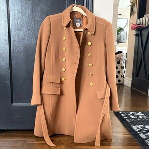 J. Crew Tan Trench Coat with Gold Buttons